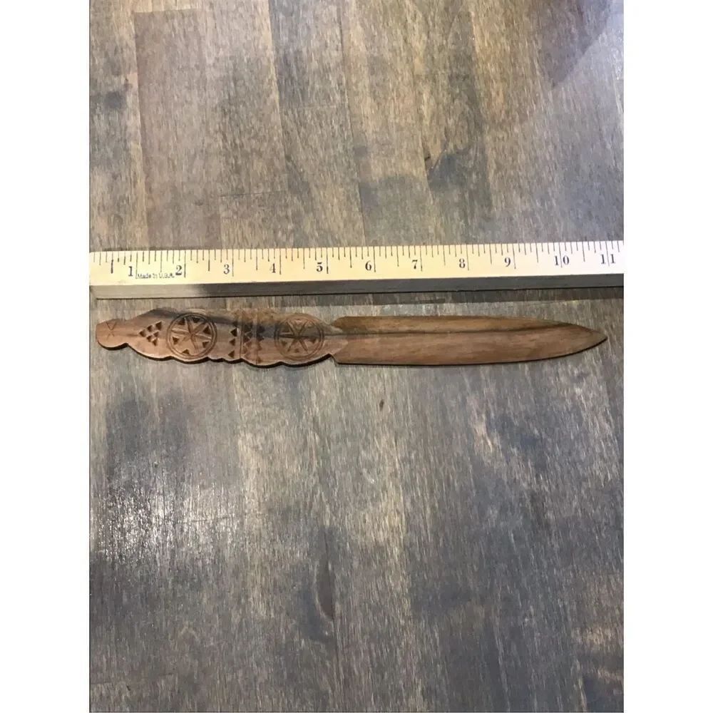Vintage carved wood letter opener